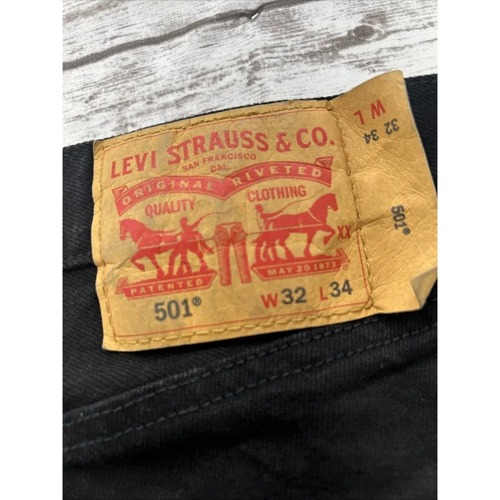 Levis 501 Jeans Men's 32X34 Black Denim Straight Leg Button Fly Original